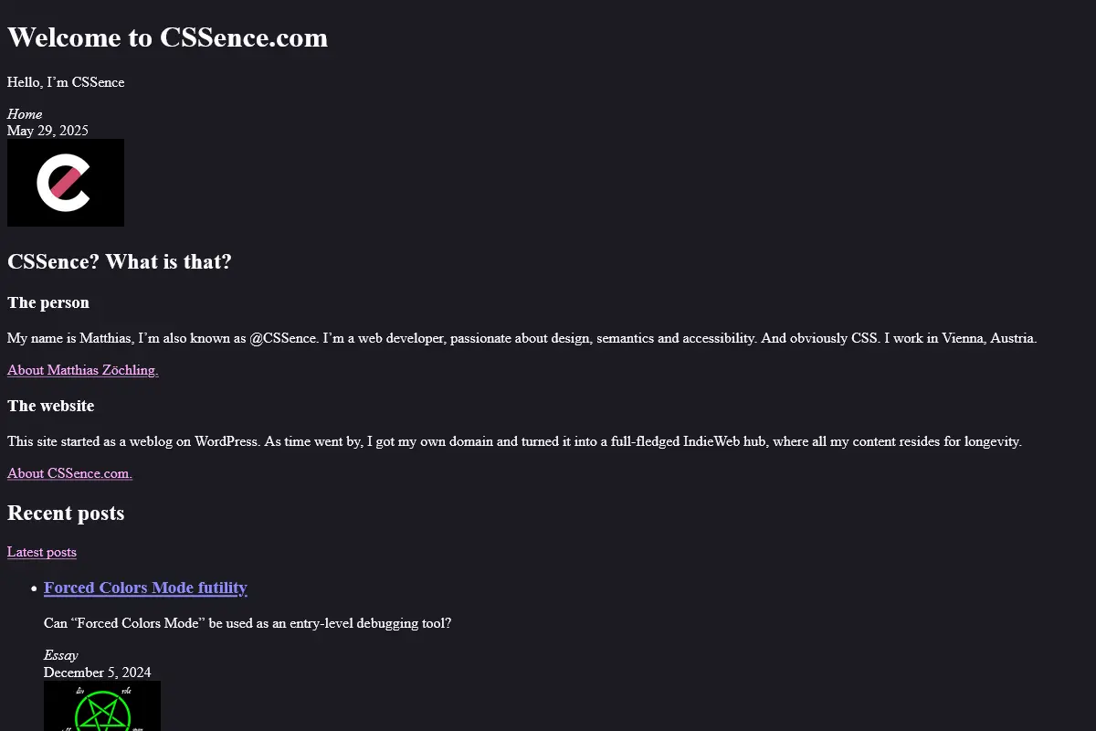 Again without page style, but in dark color scheme.