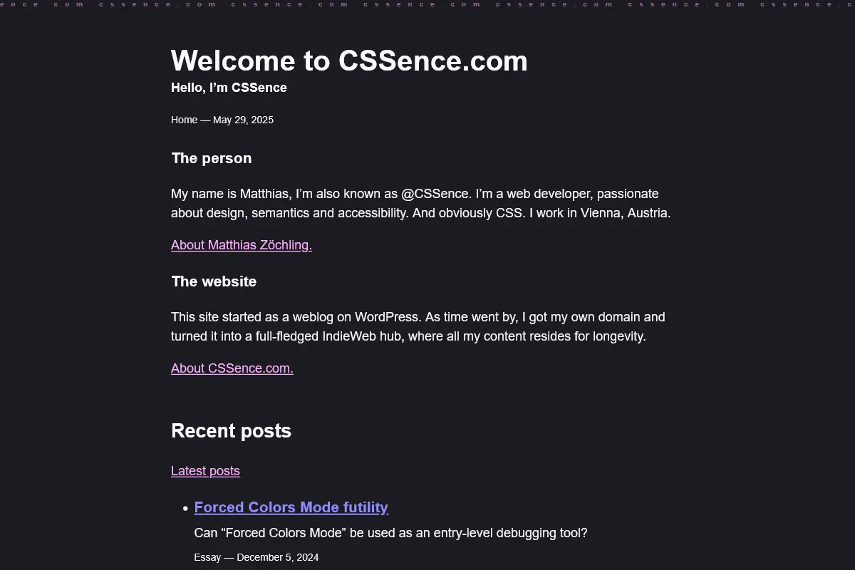 Again in Basic page style, but in dark color scheme.