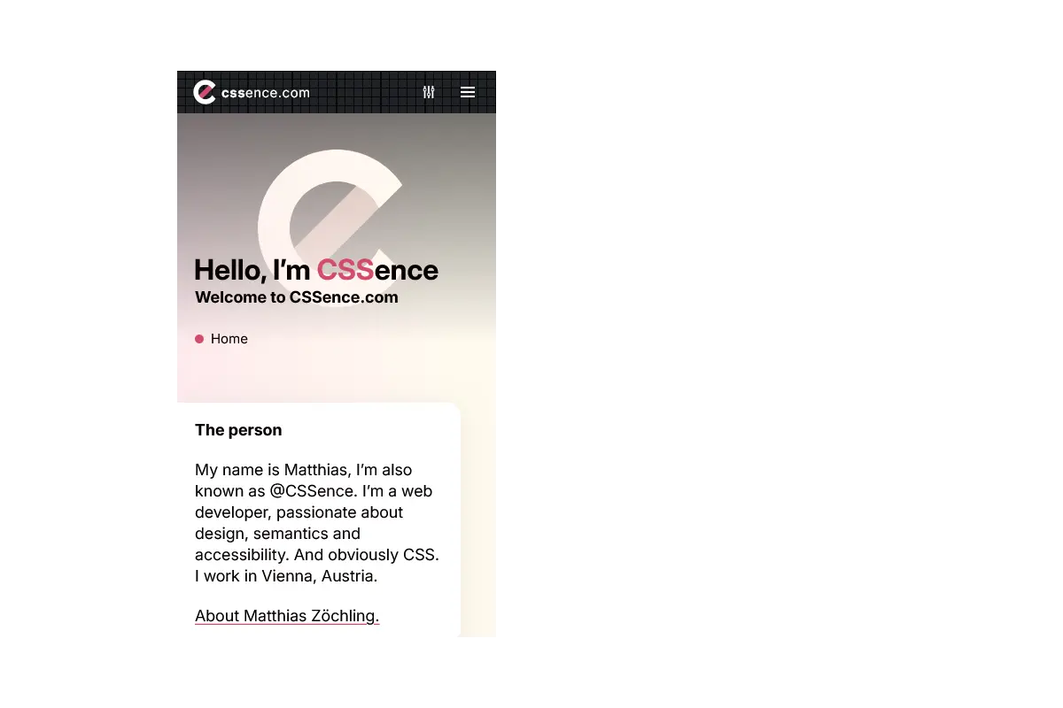 Again in Elegant page style, but on small viewport.